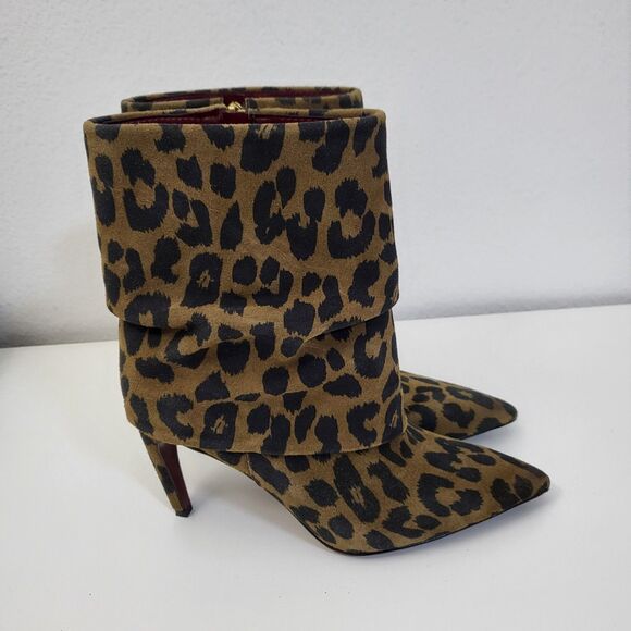 Vince Camuto Shoes - VINCE CAMUTO Blaira Boots Womens 6.5 Leopard Print Brown Suede Heels Pointed Toe